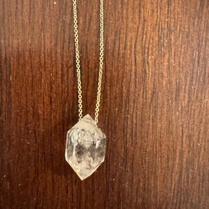 Solid 14k gold Tibetan quartz necklace